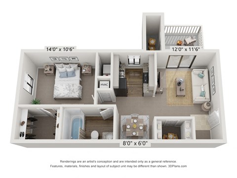 Brookstone Floor Plan at The Reserve At Barry Apartments, Kansas City, MO, 64154